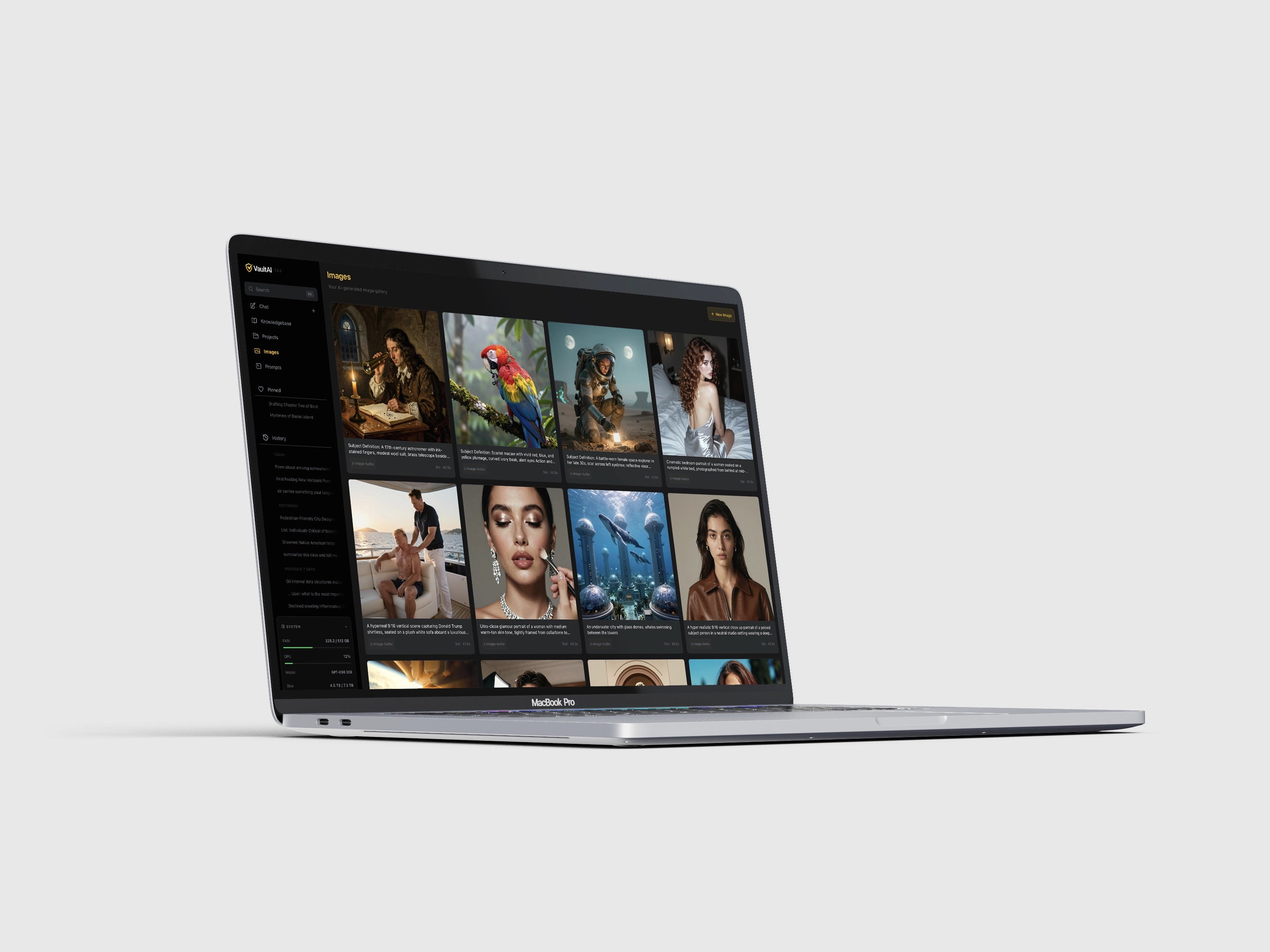 AI image gallery made with VaultAI Ultra — offline image generation, nothing uploaded